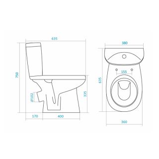 Унитаз напольный Santek - Анимо с сиденьем дюропласт, косой выпуск 1WH302134